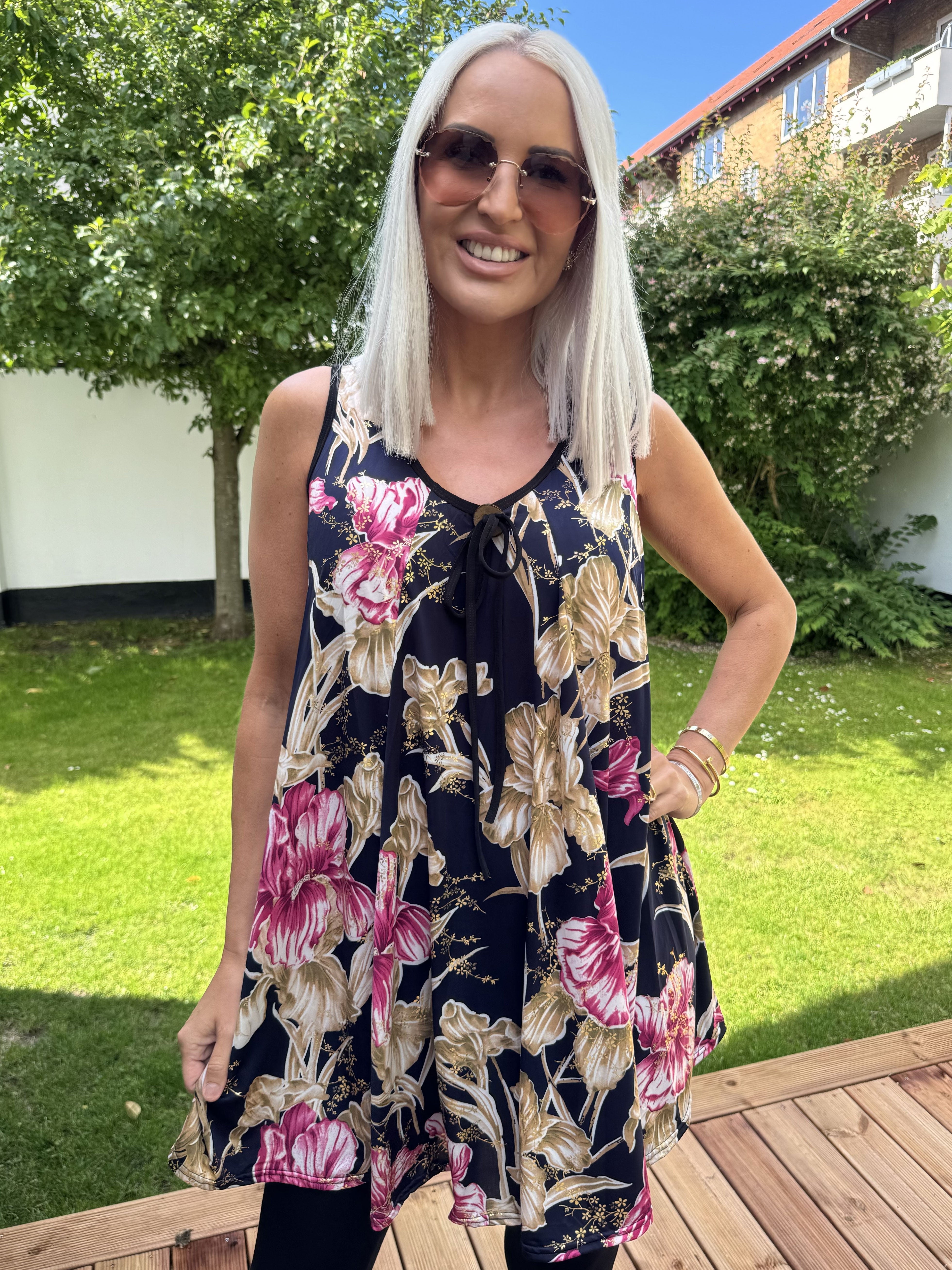 Palma Spring - Lang mønstret tunika i elastisk stof